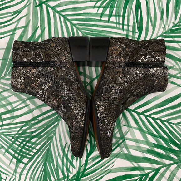 Vionic Kamryn Snake Boa Nubuck Metallic Leather Ankle Boots Size 10 - Picture 2 of 8